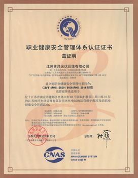 職業(yè)健康安全管理體系認(rèn)證證書(shū)